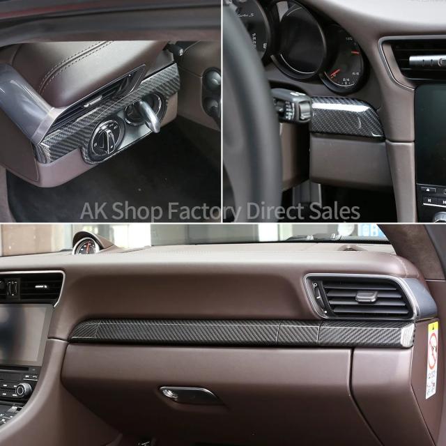 ポルシェ911 982 718 ボクスター カイマン 2012-2019 専用 リアルカーボンファイバー センターパネル ギアシフトパネル ドアパネルカバー トリム 輸入品_8