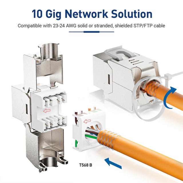 ZoeRax RJ45 CAT8 CAT7 CAT6A シールド対応 ツールフリー キーストーンジャック 180度タイプ 亜鉛合金 モジュールアダプター カプラー 輸入品_6