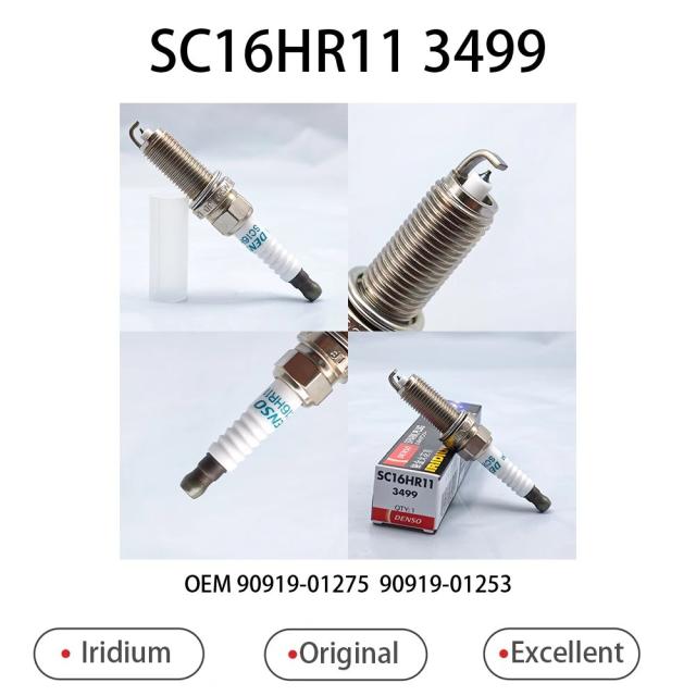 オリジナル DENSO イリジウム スパークプラグ SC16HR11 3499 トヨタ カローラ デュアルエンジン ヴィオス 純正 90919-01275 90919-01253 適合 輸入品