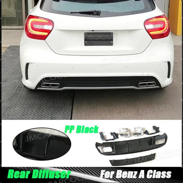 PPリアバンパーリップディフューザー エキゾーストチップ4出 メルセデスベンツ Aクラス W176 A45 AMG 2013-2019 用 リアバンパープレート 輸入品