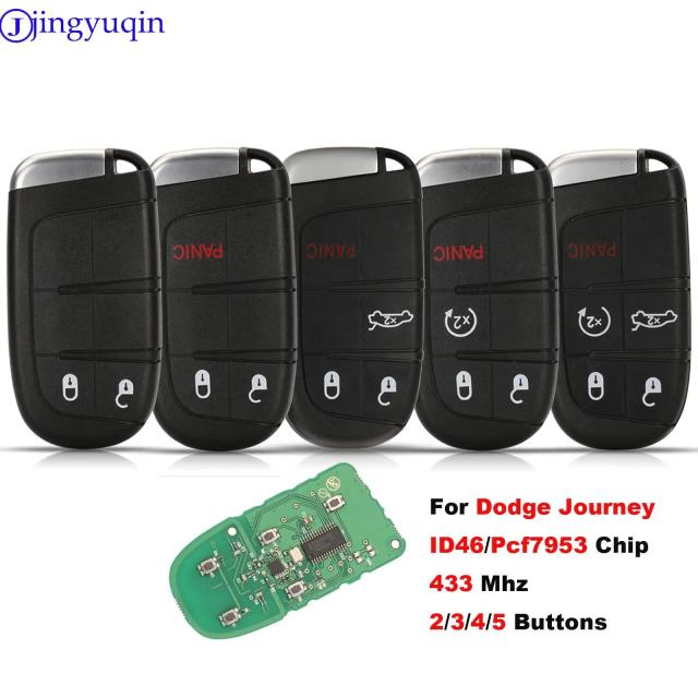 ジンユーチン オリジナル 2/3/4/5ボタン スマートリモートカーキー 433MHz PCF7953/ID46チップ 対応 ダッジ ジャーニー 2013-2018 輸入品