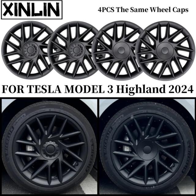 テスラモデル3 ハイランド パフォーマンス 専用 18インチ ホイールカバー 4個セット フルリムカバー ホイールキャップ 交換用 アクセサリー 式対応 輸入品