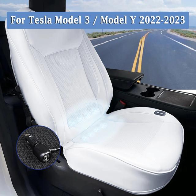 テスラ モデル3/Y 専用 2022-2023 夏用シートカバー 冷却・換気機能付き マッサージ機能＆USB充電対応 冷却ジェルクッション 輸入品