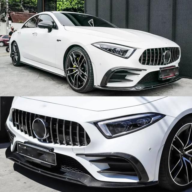 メルセデス・ベンツ C257 CLS400 CLS550 セダン 用 カーボンファイバー フロントバンパー カナード スポイラー フィン 6ピース 2018-モデル 輸入品_7