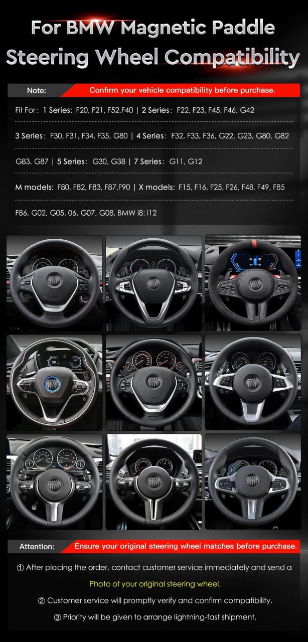 BMW 1・4シリーズ F20 F21 F30 F22 F80 G20 G30 G80 用 マグネット式カーボンファイバー ステアリングホイール パドルシフター エクステンション 輸入品_7