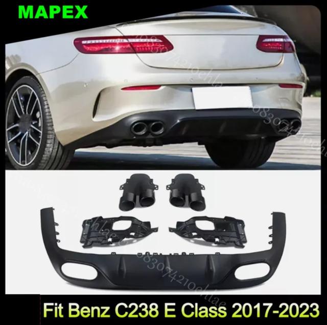 メルセデスベンツ C238 Eクラス 2017-2019 用 リアバンパーディフューザーリッププロテクター エキゾーストチップ付 輸入品