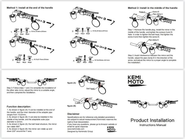 E-MARK認定 オートバイハンドルミラー ユニバーサルタイプ BMW R1200GS F800GS G310R R1150R F800ST CB500X NC700X NC750X 対応 バックミラー 輸入品_17