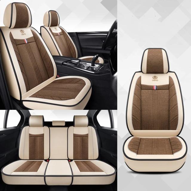 5個セット ユニバーサルカーシートカバー 麻 オールシーズン 自動車内装アクセサリー ほとんどのセダン・SUV・ピックアップトラック対応 輸入品