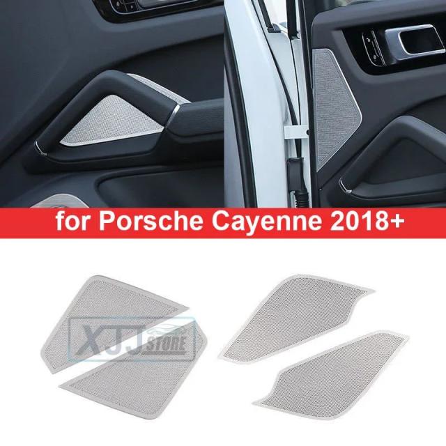 ポルシェ カイエン 2018 2020 2022 2023 2024 専用 ステンレス オーディオホーン スピーカーカバー ドアトリム インテリアアクセサリー 輸入品