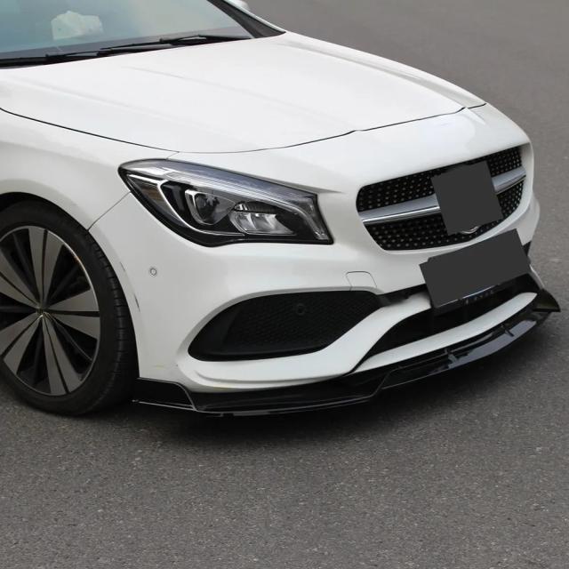光沢ブラック / カーボン フロントプロテクター バンパーリップ チューニングパーツ メルセデス・ベンツ CLAクラス C117 CLA200 CLA260 CLA45 AMG 2013-2016 輸入品