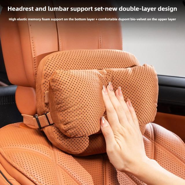 シェビー・クルーズ/スパーク/ソニック/カマロ/ボルト/ボルトEV/トラックス 専用 スエードヘッドレスト ネックピロー シート 腰 クッション ウエストピロー 輸入品_2