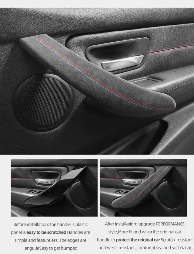 BMW F30 F32 F34 2013-2019 年式用 アルカンタラ インテリアトリム ドアプルハンドルカバー 2点セット 車内アクセサリー 輸入品_12