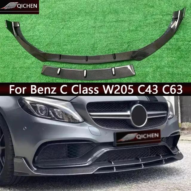 メルセデス・ベンツ Cクラス W205 C43 C63 用 カーボンファイバー フロントリップスポイラー バンパーディフューザー ボディキット 輸入品