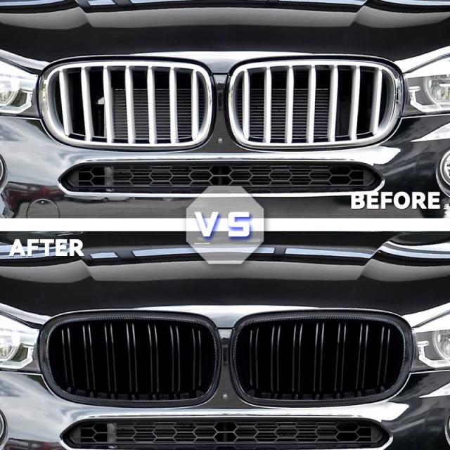 フロントボンネットキドニーグリル バンパー ブラックデュアルグリル 交換パーツ カーパーツ BMW F15 X5 F16 X6 2014-2017 適合 輸入品_2