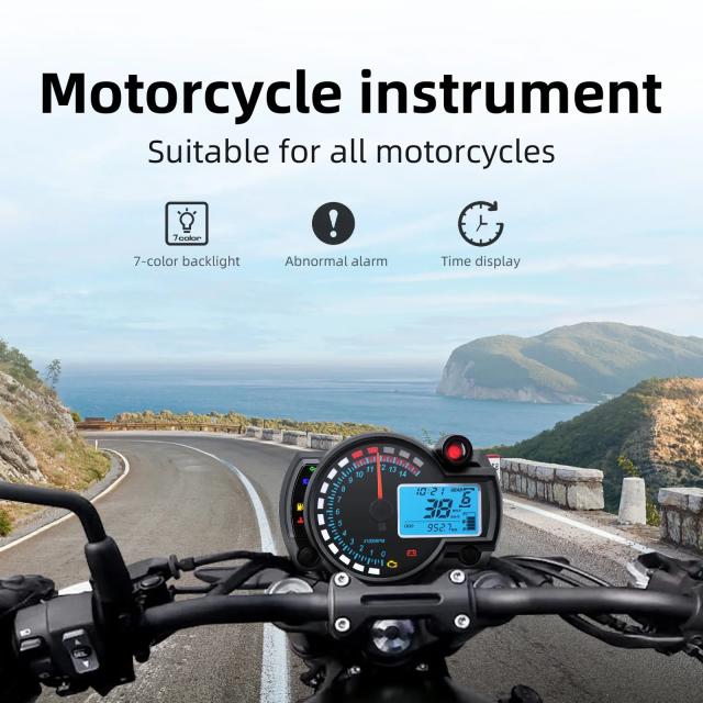 12V ユニバーサル 7色バックライト バイク用スピードメーター タコメーター RPM オドメーター パネル ダッシュボード ホンダ スズキ ヤマハ カワサキ対応 輸入品_19