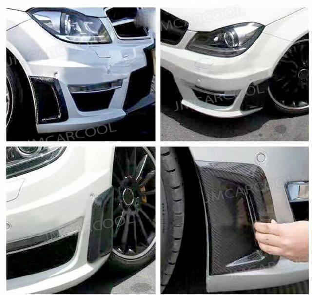 メルセデスベンツW204 C63 AMG 2012-2014 用 カーボンファイバー フロントバンパーサイドエアベント FRPフェンダーベントパネルトリムカバー 輸入品