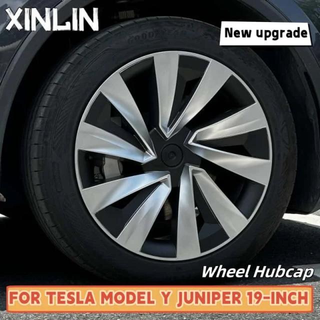 4個セット ハブキャップ 19インチ ホイールキャップ 自動車用 高性能 交換用 ハブキャップ フルリムカバー アクセサリー Tesla Model Y ジュニパー対応 輸入品