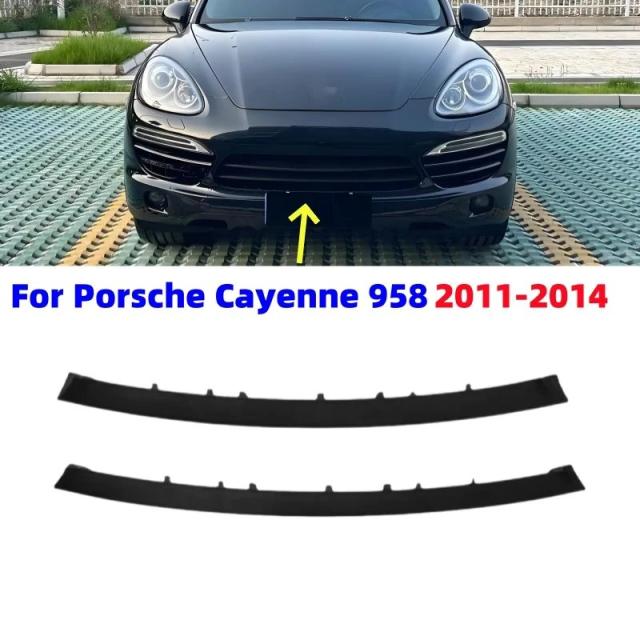 ポルシェ カイエン 985 2011-2014年用 フロントバンパーセンターグリル モールドトリム ブラック 2個セット 輸入品