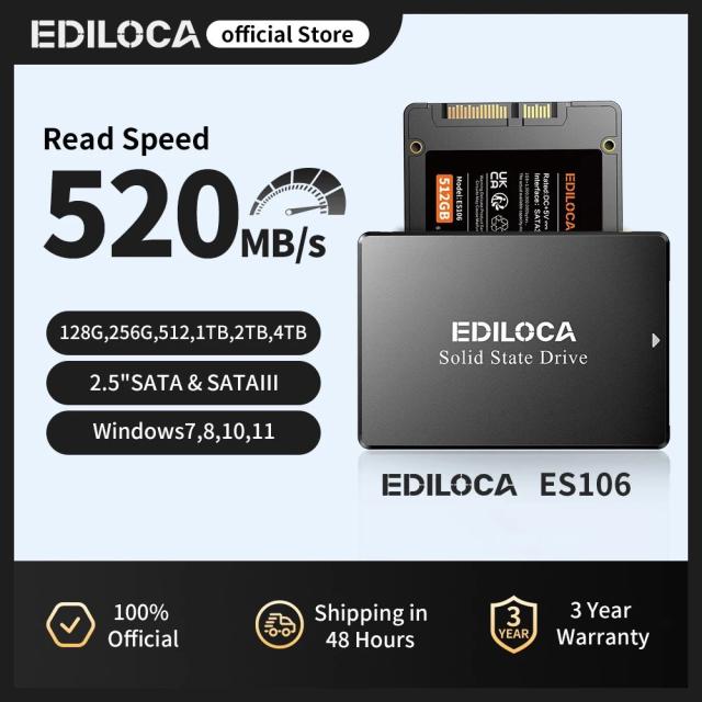 Ediloca ES106 M.2 SATA SSD 6Gb/s NVMe 550MB/s 3D NAND TLC 内蔵ハードドライブ（ウルトラブック・タブレットPC・ミニPC対応） 輸入品