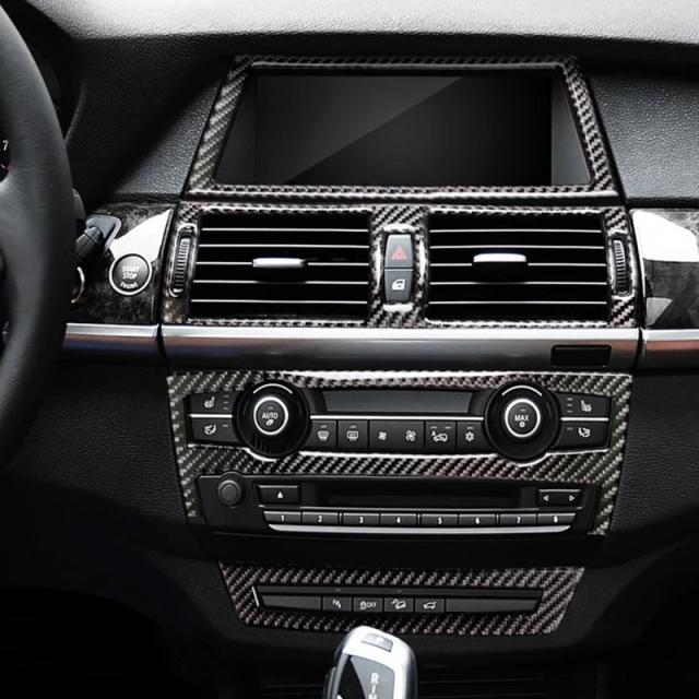 BMW X5 X6 E70 E71 用 エアコン CD コンソールパネルカバー 内装トリム カーボン調 スタイリング 輸入品