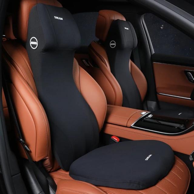 カー用レザーヘッドレスト メモリーフォーム腰 ネックピロー 背中クッション シート腰 車内インテリアアクセサリー 輸入品