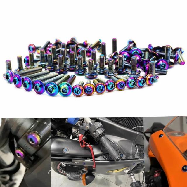 195ピース バーンタイタニウム M5 M6 ボルトスクリュー ワッシャー フェアリングボルトキット KTM RC390 2015-2020 RC8R 2010-2015用 輸入品