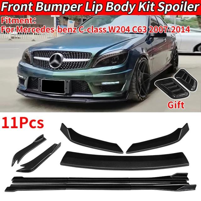メルセデス・ベンツ Cクラス W204 C63 2007-2014 用 ボディキット フロントバンパースプリッター リップスポイラー サイドスカート リアラップアングル ABS 輸入品