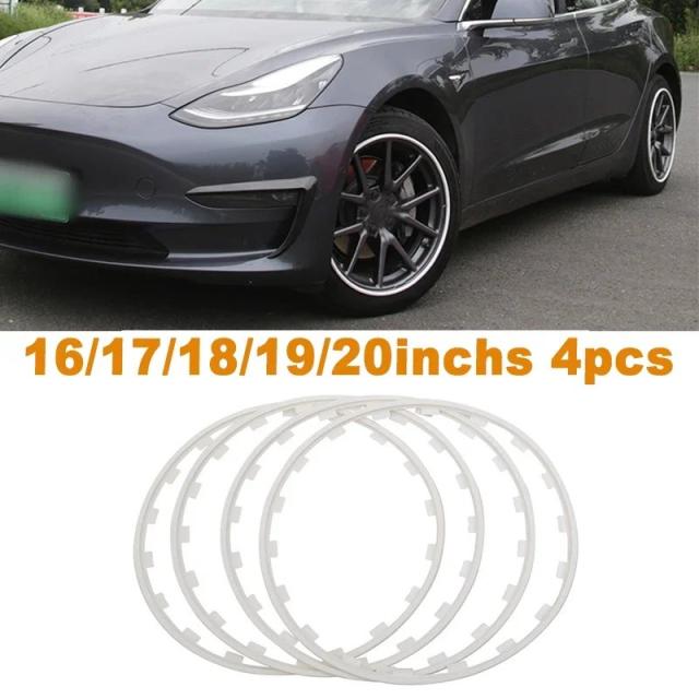 ユニバーサル カーホイールリムエッジプロテクター 4個セット BMW VW メルセデス リングタイヤガードストリップ Tesla Model 3 Y S X 2017-2023対応 輸入品_7