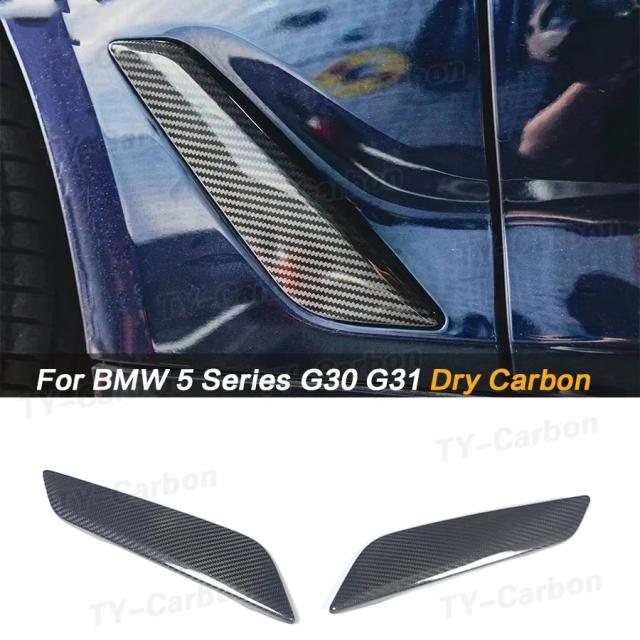 リアルドライカーボンファイバー サイドフェンダートリムベント BMW 5シリーズ G30 G31 フェンダーサイドエアベントアウトレットカバートリム 520i 530i 540i M550i 用 輸入品