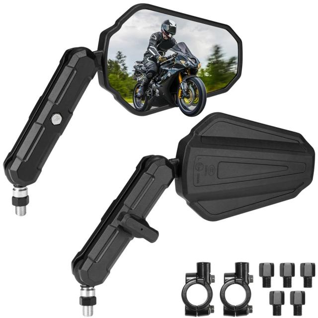 KEMIMOTO ユニバーサル フォールディング バイクミラー M8 M10 ボルト取付 360°調整 Eマーク対応 輸入品_8