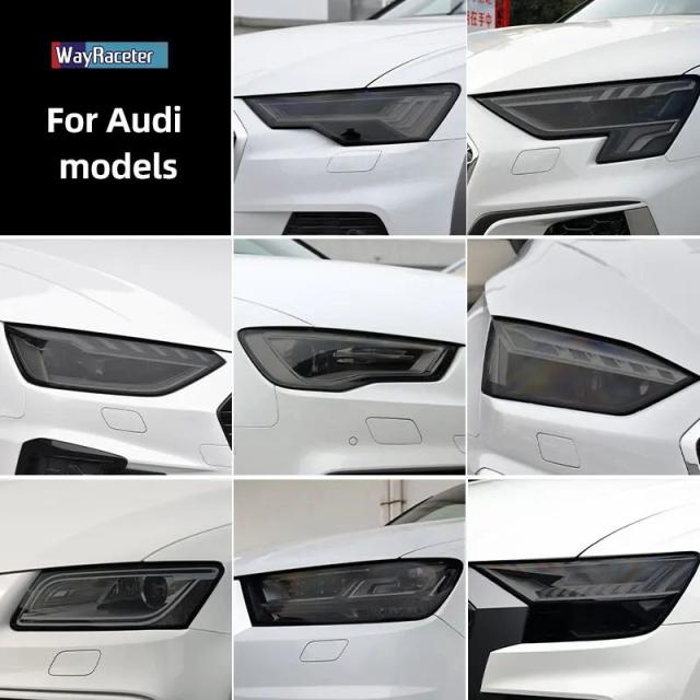 スモークブラックTPUステッカー 車用ヘッドライト保護フィルム Audi A3 8V S3 A4 B8 B9 A5 A6 S6 C8 A7 A8 D4 TT TTS Q3 Q5 Q7 Q8 RSQ8対応 輸入品