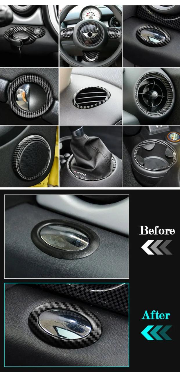 BMW MINIクーパー R55 R56 R57 R58 R59 R60 R61 用 カーボン調 内装 保護カバー ABS 装飾ステッカー 輸入品_8
