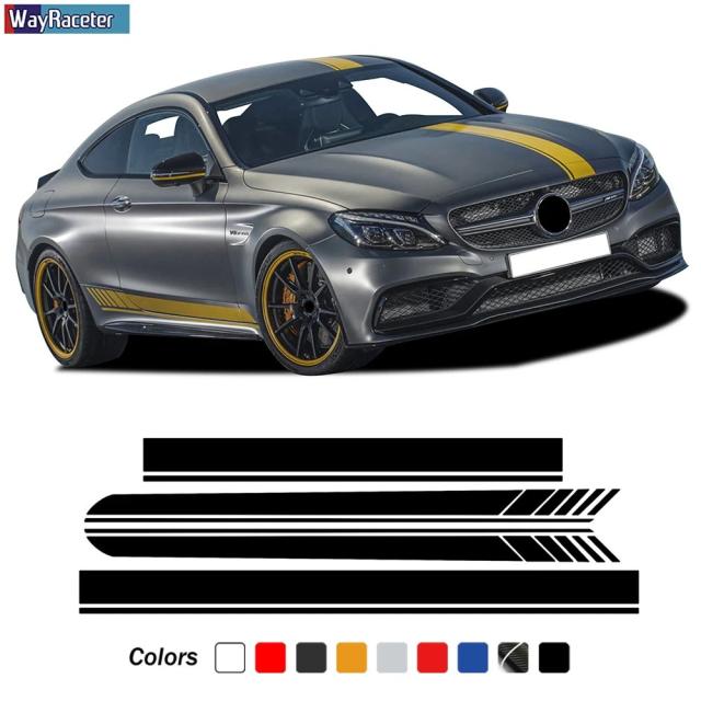 AMGエディション1 サイドストライプス スカートステッカー フード ルーフ トランク ボディキット デカール メルセデス・ベンツ Cクラス W205 C63 C43 C205 A205 S205用 輸入品