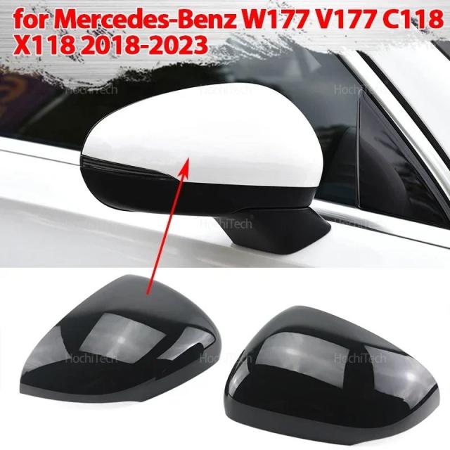 メルセデス・ベンツ W177 V177 C118 X118 2018-2023 用 ブラックカーボンファイバー ドアミラーカバー サイドミラーカバー ケース 輸入品