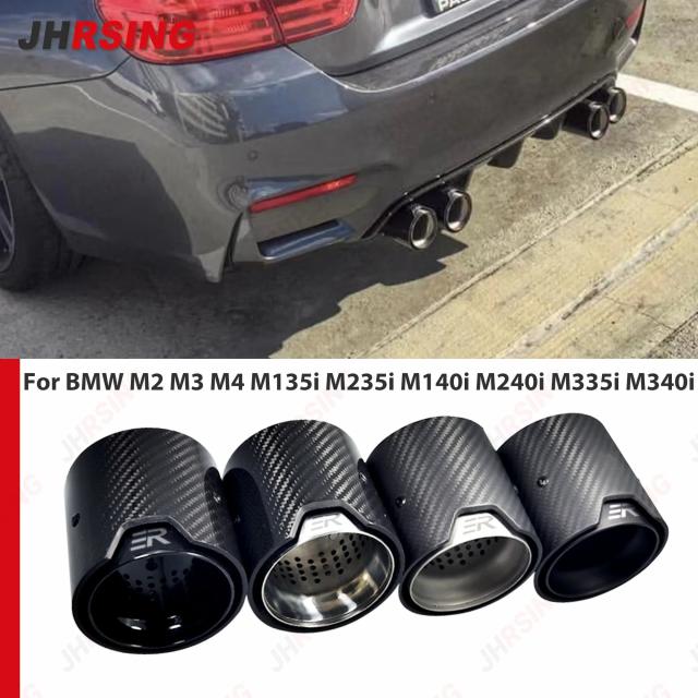 1個 アップグレード カーパーツ カーボンファイバー エキゾーストチップ 改造用 BMW M2 M3 M4 M135i M235i M140i M240i M335i M340i M435i ERロゴ 輸入品