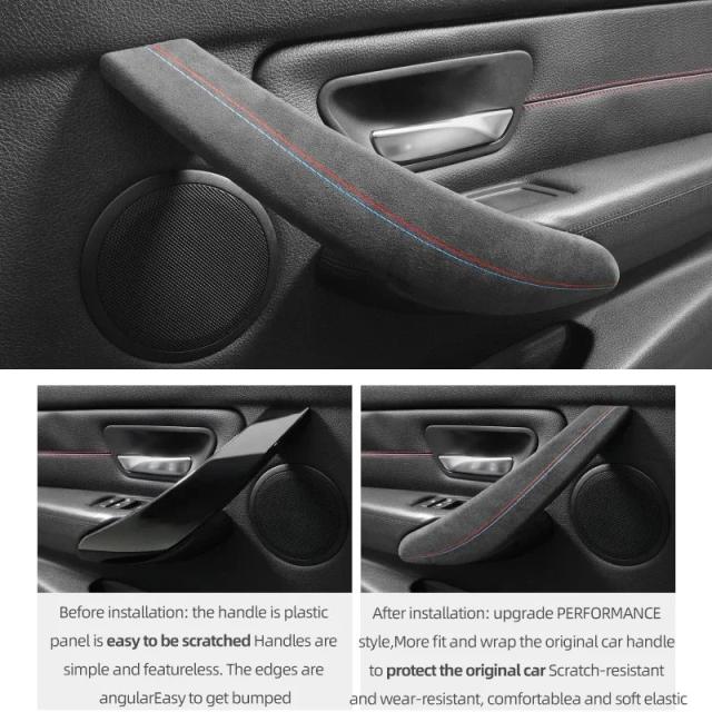 BMW F30 F32 F34 2013-2019 年式用 アルカンタラ インテリアトリム ドアプルハンドルカバー 2点セット 車内アクセサリー 輸入品_6