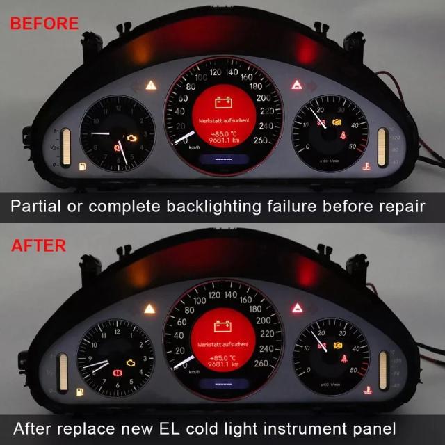 メルセデスW211 W209 C219用 260km/h 白色メーター EL冷光インパネ ホワイト/ブラック 輸入品_12