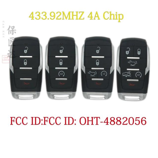 BaoJiangDd 純正互換 スマートキーフォブ ドッジ・ラム TRX 1500 ピックアップ 2019 2020 年式 用 自動車 リモコン FCC: OHT-4882056 4A チップ 434MHZ 輸入品