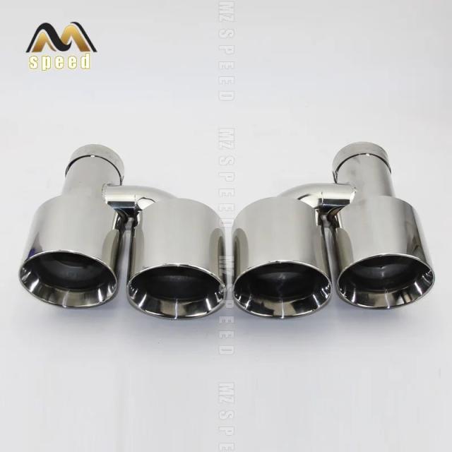 カーパーツ 76/89mm ステンレス鋼 光沢面 無刻印 H型 ダブルアウトレット 直線エッジ エキゾーストパイプ テールパイプ 輸入品