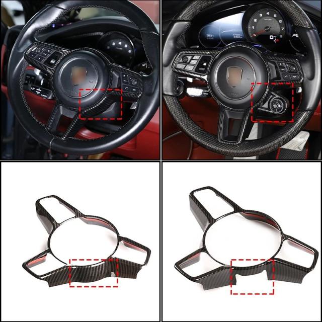 ポルシェ マカン カイエン パナメーラ 718 911 918 用 ABS マットブラック テクスチャー 内装ステアリングホイールカバー トリム インテリアアクセサリー 輸入品_2
