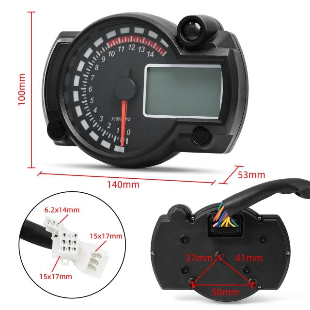 12V ユニバーサル 7色バックライト バイク用スピードメーター タコメーター RPM オドメーター パネル ダッシュボード ホンダ スズキ ヤマハ カワサキ対応 輸入品_6