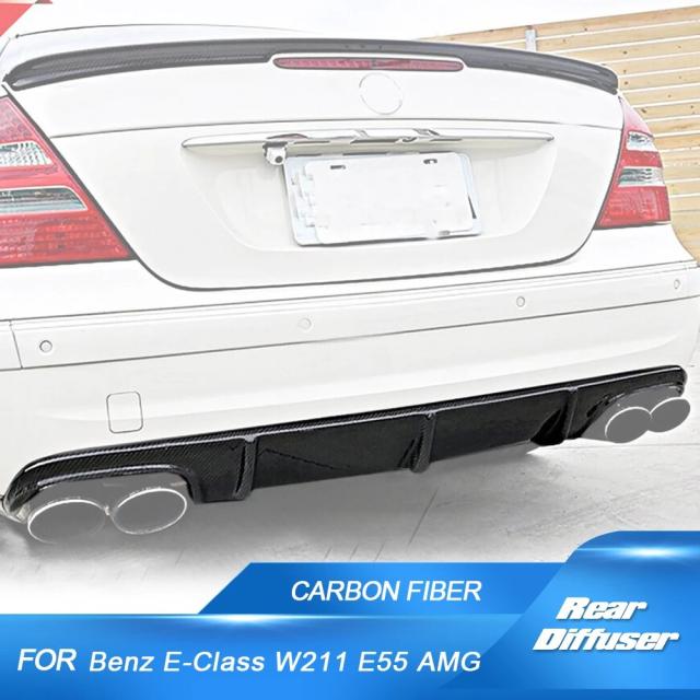 メルセデス・ベンツ Eクラス W211 E55 AMG セダン 4ドア 2002-2006 用 カーボンファイバー レーシング リアバンパー ディフューザーリップ スポイラー 輸入品