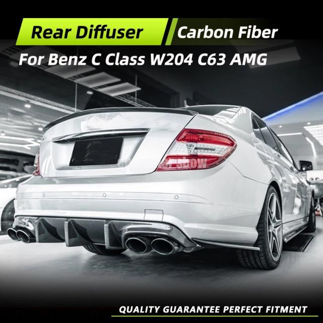 メルセデス・ベンツ Cクラス W204 C63 AMG セダン 2008-2011 用 リアディフューザー カーボンファイバー ボディキット リアロアバンパーリップスポイラー 輸入品