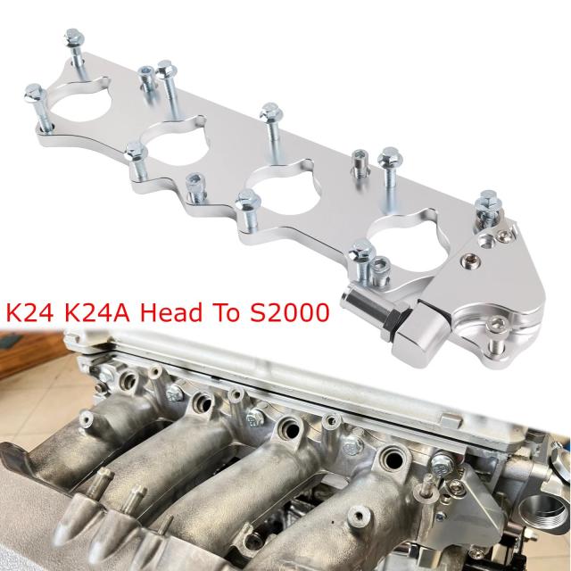 K24 K24Aスタイル ヘッド to S2000 インテークマニホールド アダプター シルバーアルマイト仕上げ 輸入品