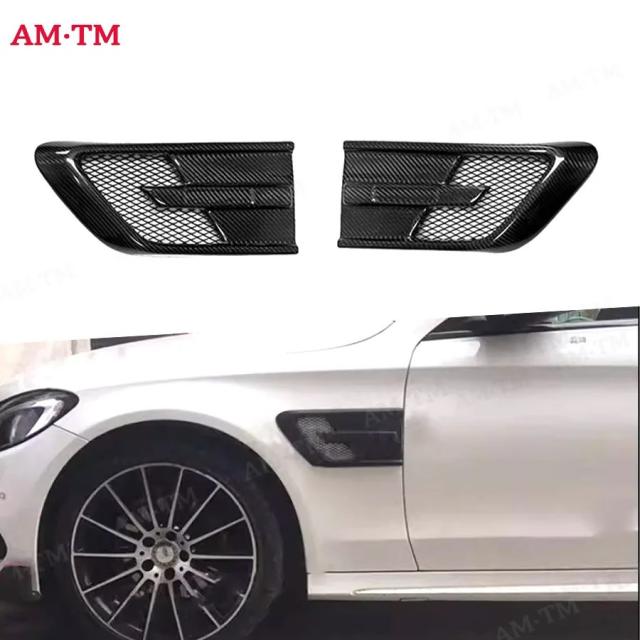 メルセデス Cクラス W205 C200 C300用 カーボンファイバー フロントバンパーサイダーフェンダーフラップ ボディキット 【2015-式 AMGバンパー非対応】 輸入品
