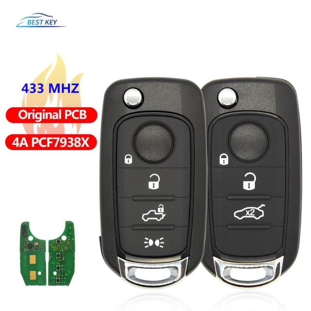 BEST KEY 車両用リモートキー Fiat 500X Egea Tipo 2016-式 433.92FSK 4A Hitag-AESチップ 純正工場製PCBフリップスマートキー 輸入品