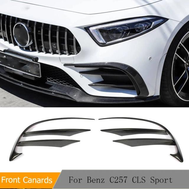メルセデス・ベンツ C257 CLS400 CLS550 セダン 用 カーボンファイバー フロントバンパー カナード スポイラー フィン 6ピース 2018-モデル 輸入品
