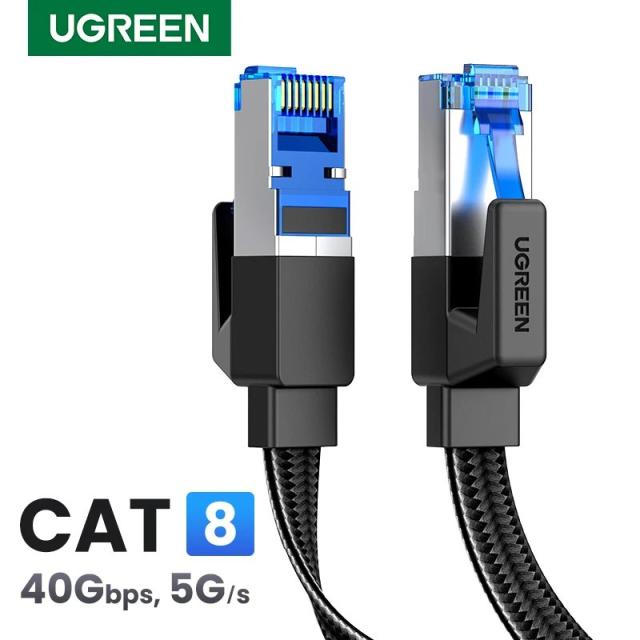 UGREEN イーサネットケーブル CAT8 40Gbps 綿編み PVC ネットワーク LAN ケーブル PC モデム ノートパソコン PS5/PS4 ルーター用 RJ45 ケーブル 輸入品