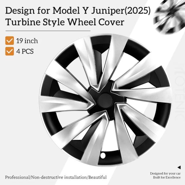 テスラモデルYジュニパー 2025-2026 19インチ 専用 ホイールカバー 4枚セット フルリム ハブキャップ 自動車ホイールカバー 輸入品