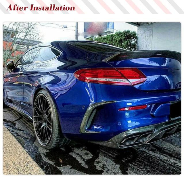 メルセデス・ベンツ Cクラス C205 A205 C63 AMG クーペ 2ドア 2015-用 カーボンファイバー/FRP ブラック リアバンパー カナード スプリッター ベント 輸入品
